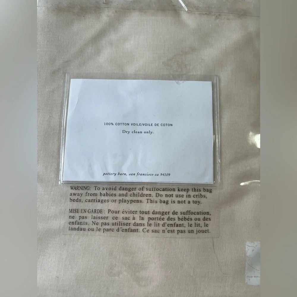 Pottery Barn | Classic Voile Sheer Drape Panel Cream 44” x 96
